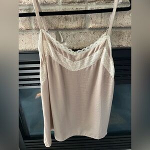 Cabi all purpose cami Elegant Lace Trim Beige Slip Dress